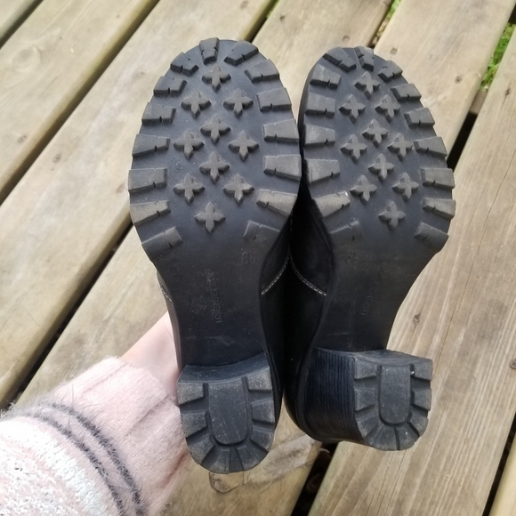 Vintage 90s y2k Lower East Side Black Chunky Heel Lug Sole Laced Oxfords 8.5 - Picture 7 of 8